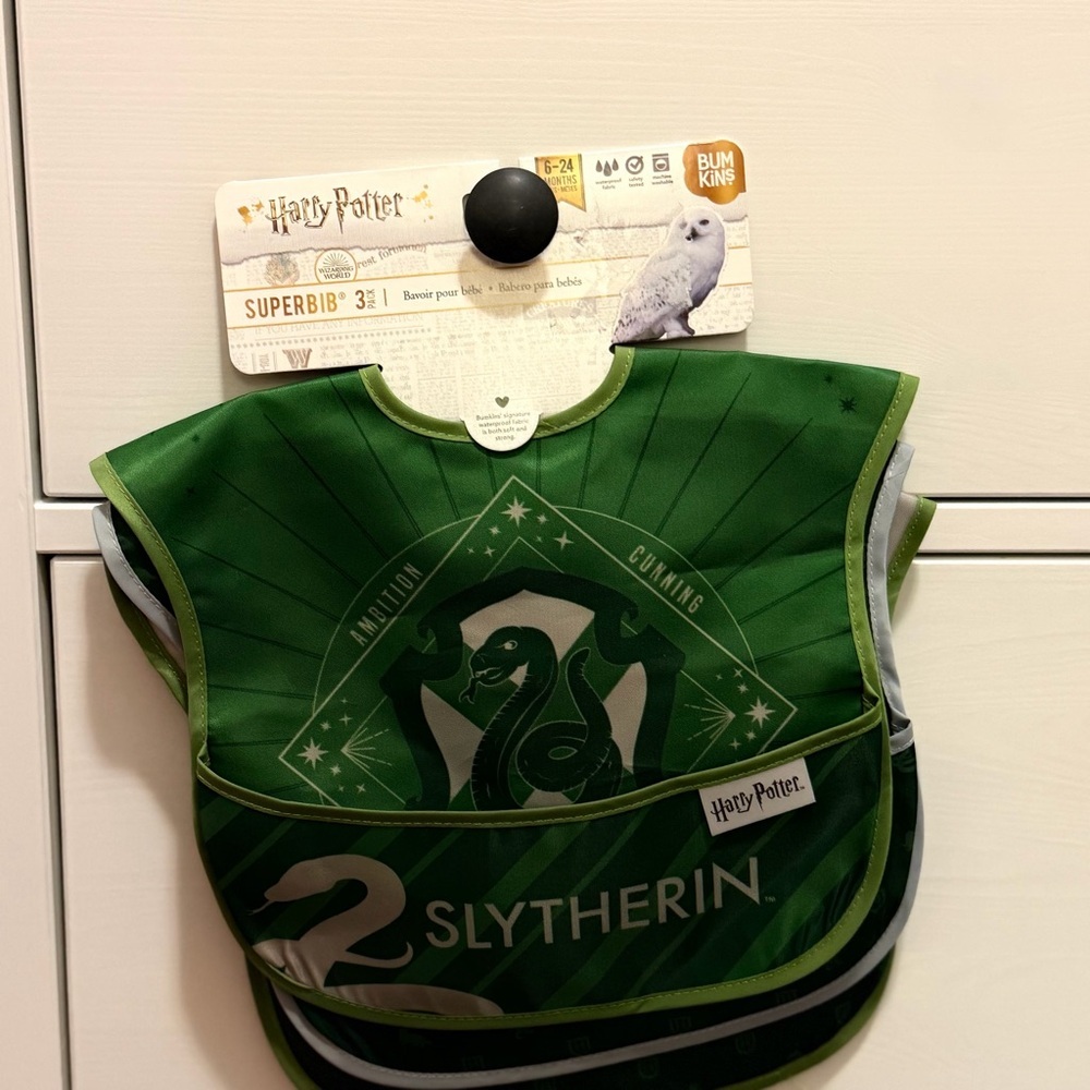 Harry Potter × Bumkins Superbibs 3-Pack – Slytherin & Hogwarts – NWT